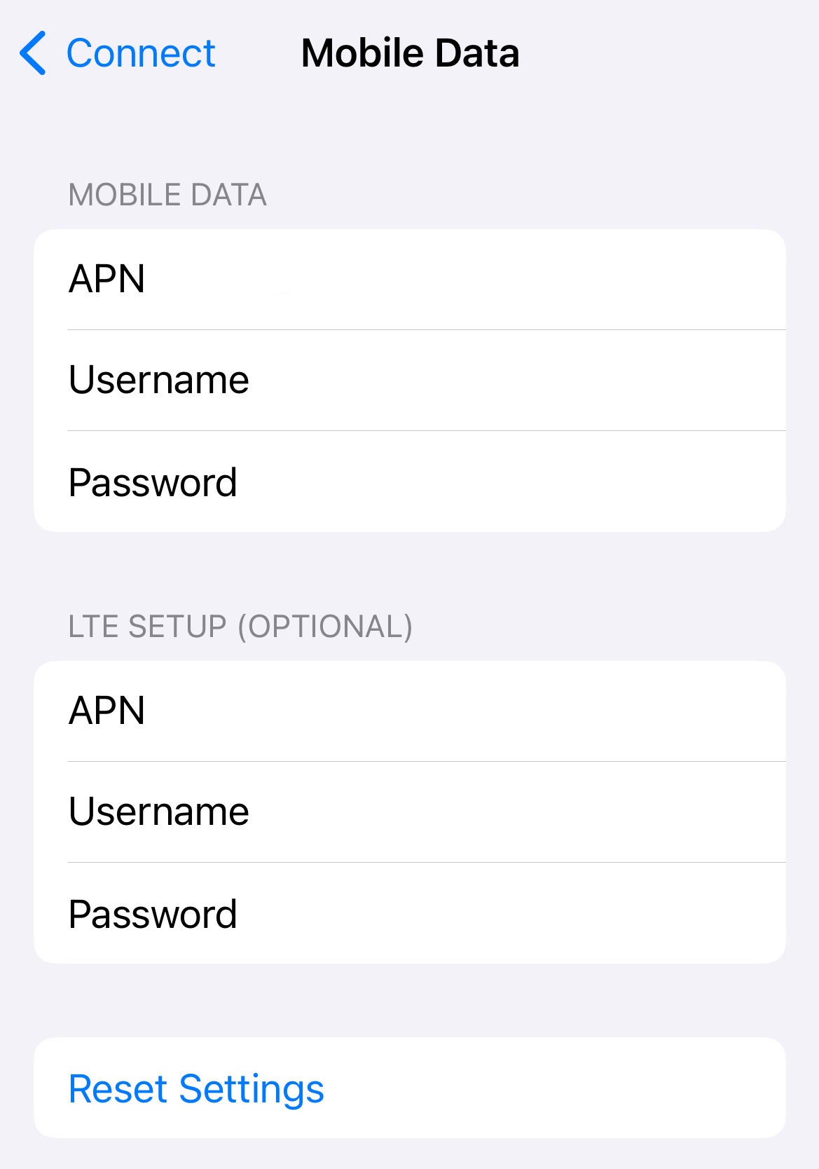 APN settings iOS