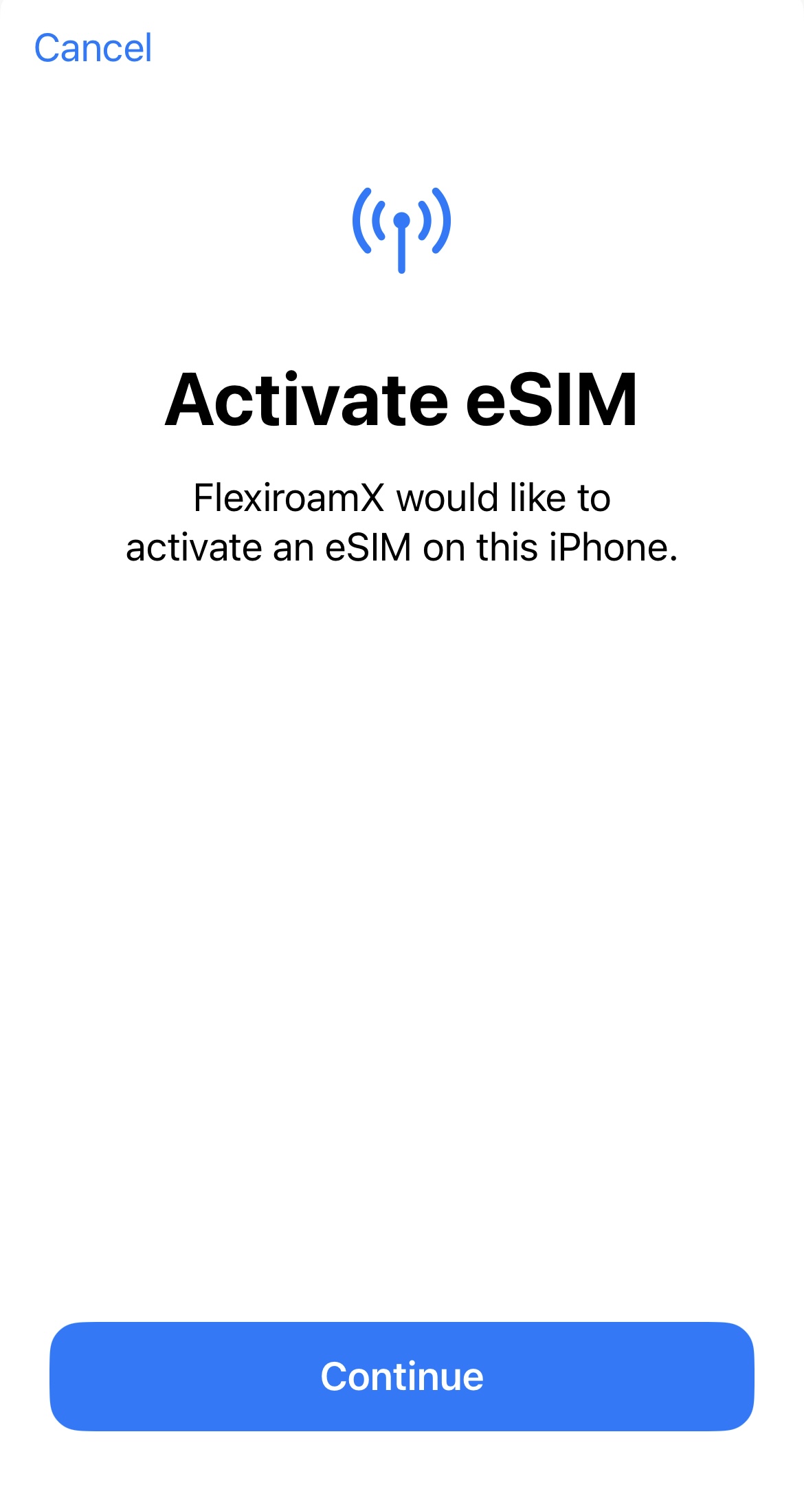 install eSIM at iOS step 1