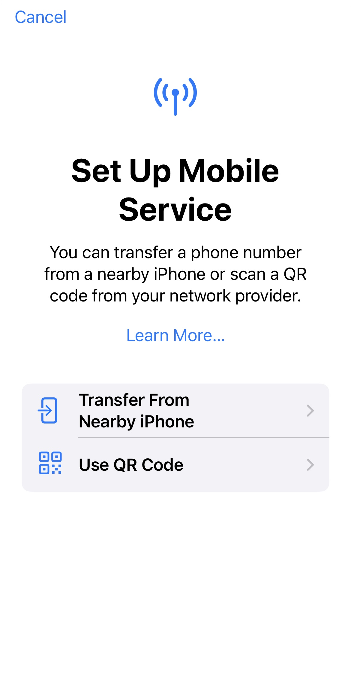 install eSIM at iOS via QR scan